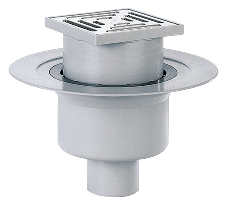 DALLMER Bodenablauf 61 HT/KE DN 100 Edelstahl-Rost 150x150 mm 611260 - Bild 1