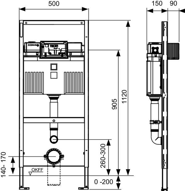 TECEprofil WC-Modul mit Uni-Spülkasten für Kinder-Stand-WC, Bauhöhe 1120 mm 9300388 - Bild 2