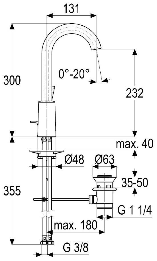 VIGOUR individual Waschtischbatterie GRACE C-Auslauf mit Ablaufgarnitur verchromt - Bild 2