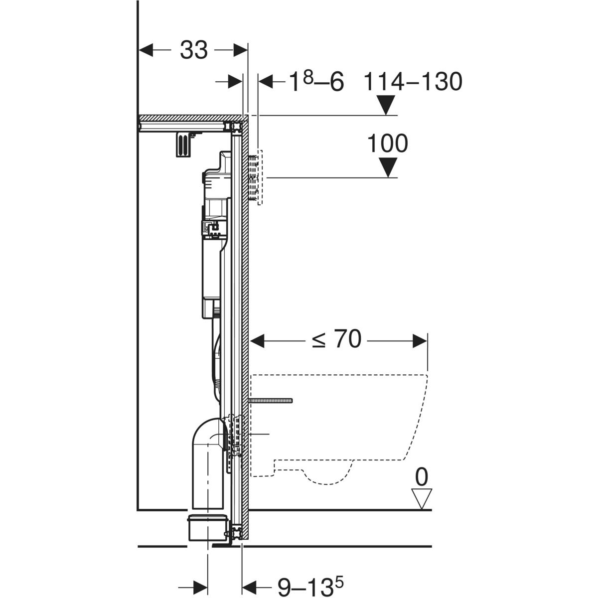 Geberit GIS Element mit Sigma UP-Spülkasten 12 cm, Ecklösung, Bauhöhe 114 cm 461.303.00.6