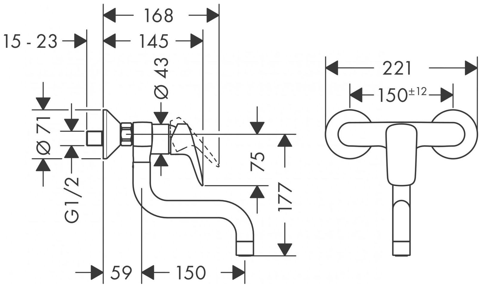 Hansgrohe Logis Spültischmischer Schwenkauslauf verchromt Wandmodell 71836000 - Bild 2