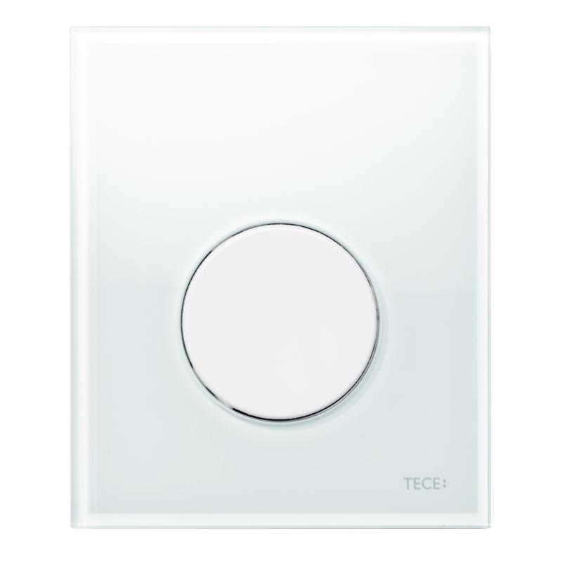 TECEloop Urinal-Betätigungsplatte Glas weiß, Taste weiß, inklusive Kartusche 9.242.650 - Bild 1