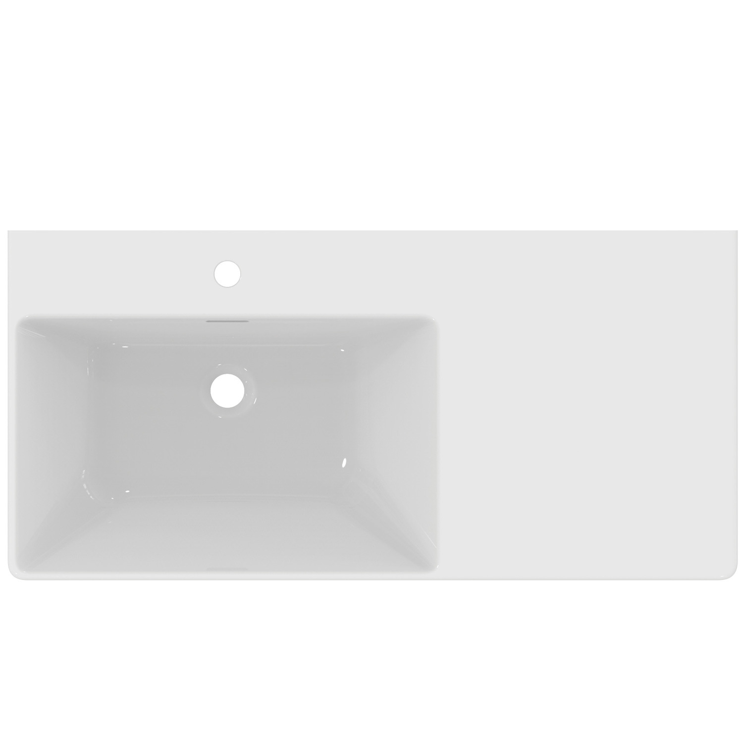 VIGOUR Möbelwaschtisch derby V3 100x48cm asymmetrisch PflegetectPlus weiss mit Hahnloch und Überlauf