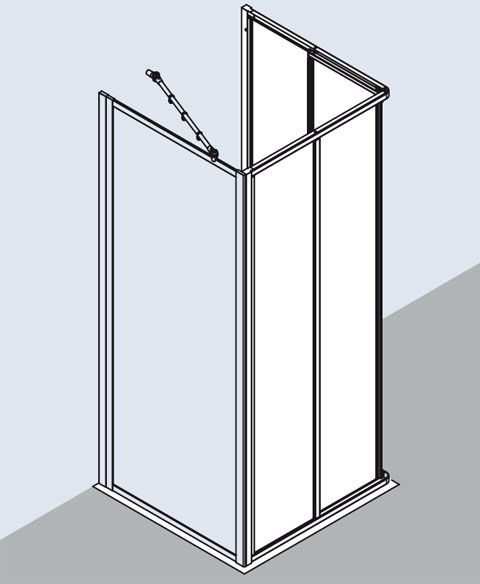 Kermi Nova 2000 Eckeinstieg-Halbteil ED2 900x1850 mm, Kerolan Fontana hell, Profil silber mattglanz - Bild 2