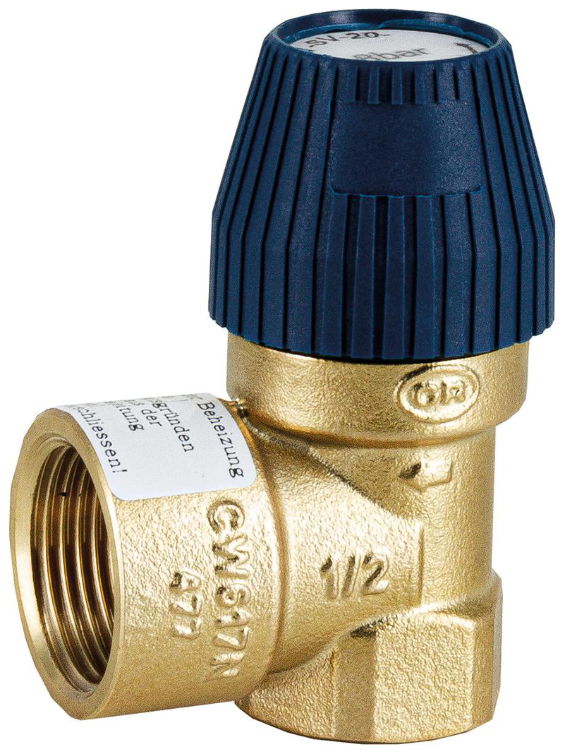 Membran-Sicherheitsventil 6 bar Messing 1/2'' x 3/4'' Eckform, mit vergrößertem Austritt - Bild 1