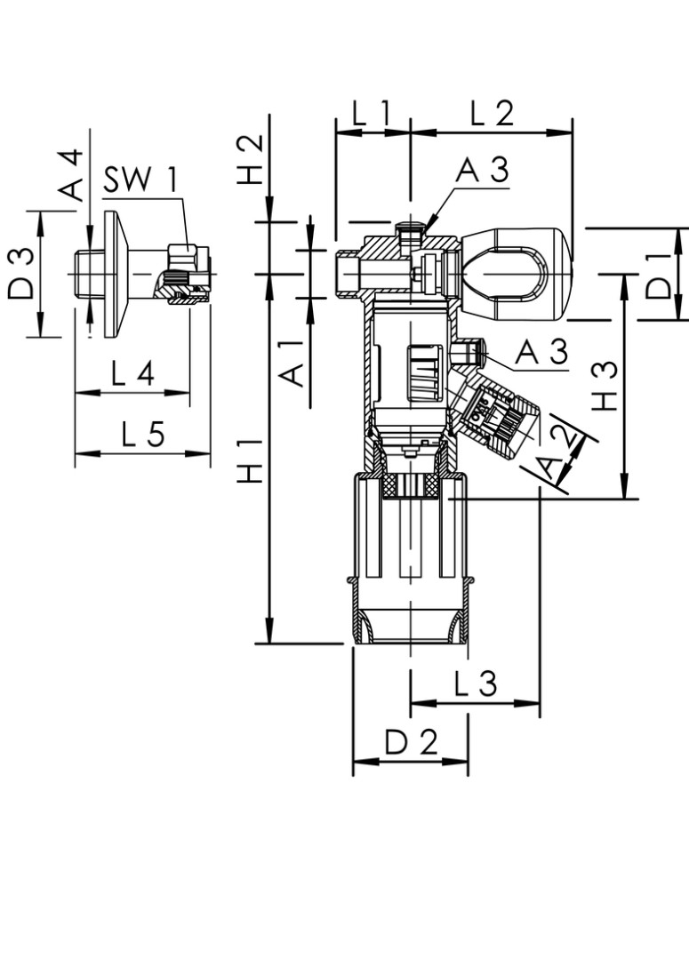 KEMPER Wohnungs-BA Systemtrenner DN10, R 1/2'' verchromt, Figur 368 02