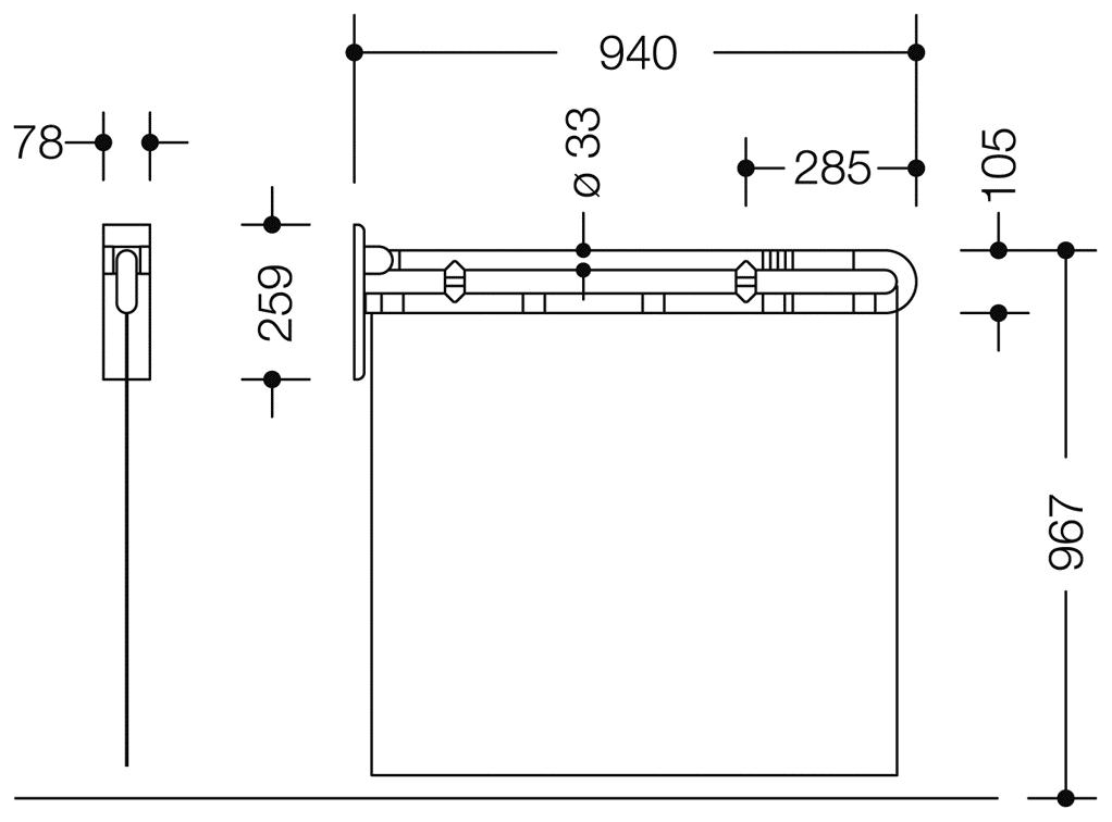 HEWI Serie 801 Duschspritzschutz Vorhang weiß/silber reinweiß 801.52.10001.99 - Bild 2