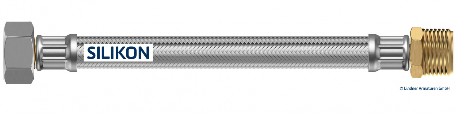 Silikon Panzerschlauch DN12 Länge 50 cm UM 3/4'' x AG 3/4'' DVGW - Bild 1