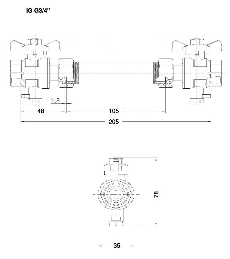 Sensus MID Einbausatz MES R 3/4'' Baulänge 105 für PolluTherm senkrecht Qp 0,6-2,5 PN16 - Bild 2