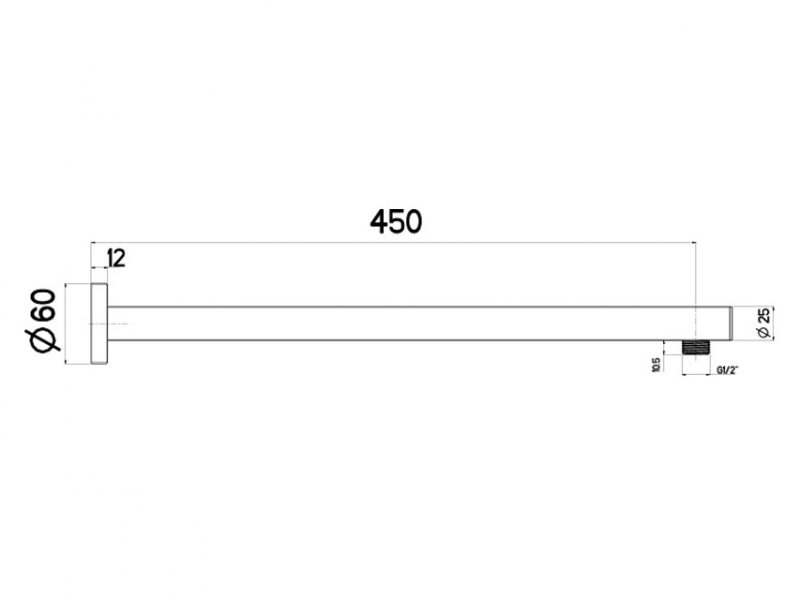 Nikles XL Brausearm Quadro 450mm verchromt