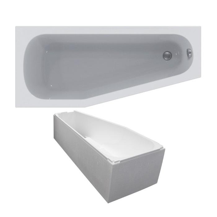 Raumspar-Badewanne 160x70/45x46,5 cm links weiß K276301 inklusive Styropor-Wannenträger - Bild 1
