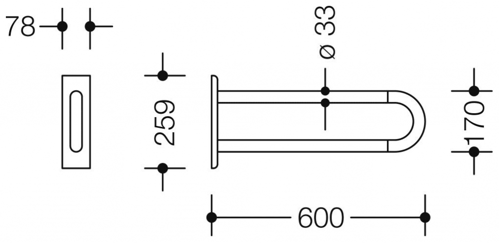 HEWI Serie 801 Wandstützgriff Länge 600 mm reinweiß 801.50.300.99 - Bild 2