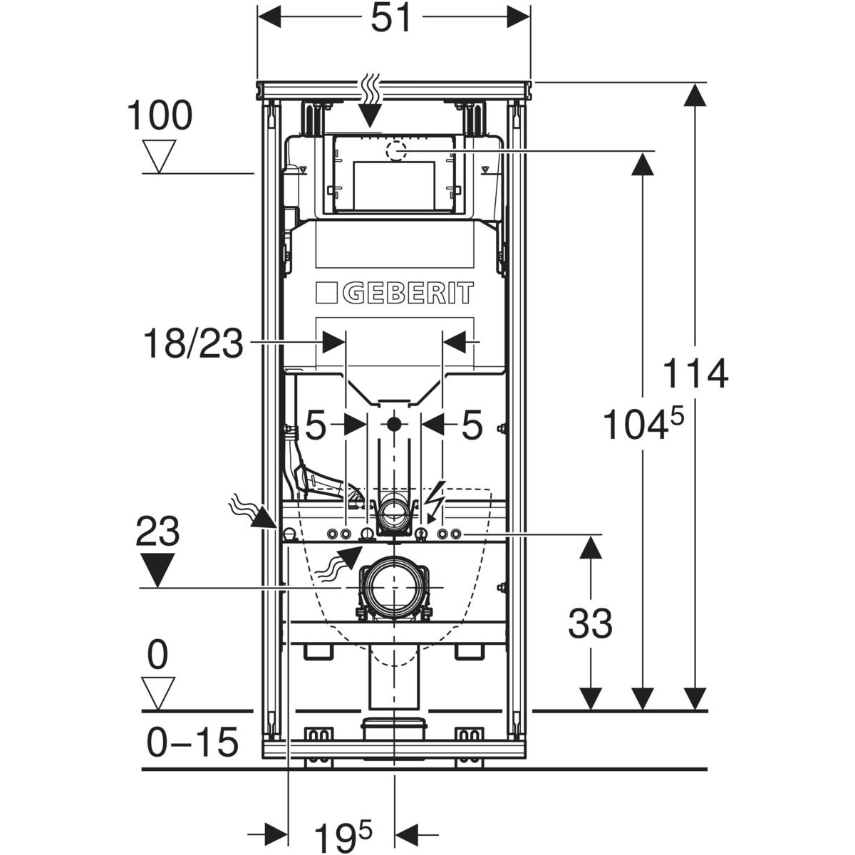 Geberit GIS Element mit Sigma UP-Spülkasten 12 cm, Ecklösung, Bauhöhe 114 cm 461.303.00.6