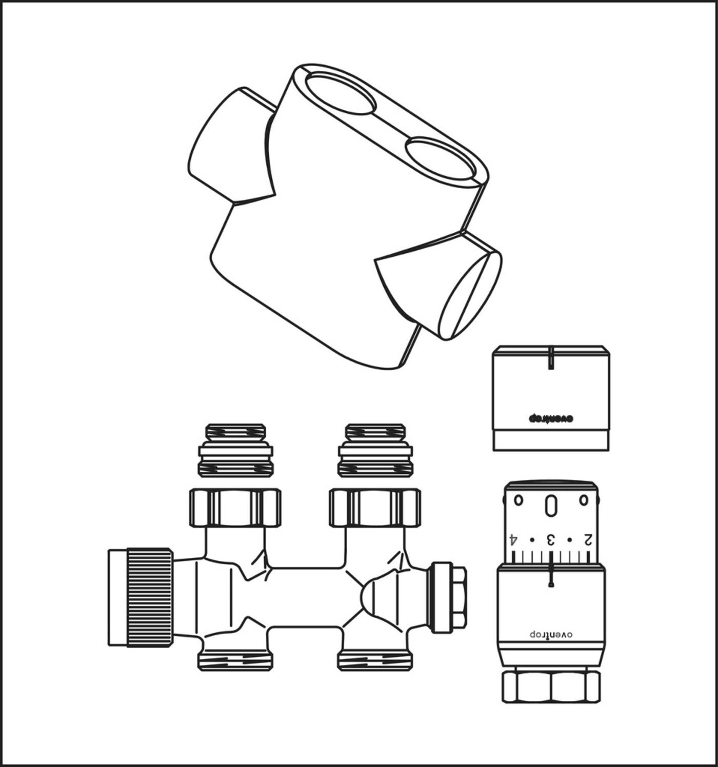 Oventrop Anschluss-Set für Badheizkörper Multiblock T/Uni SH 1/2'' Durchgang weiß 1184183 - Bild 2
