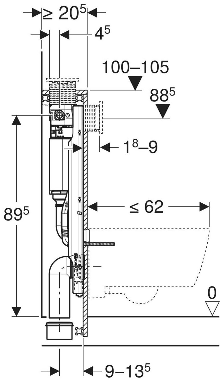 Geberit GIS Element für Wand-WC Bauhöhe 1000mm mit Omega UP-Spülkasten 461.151.00.2