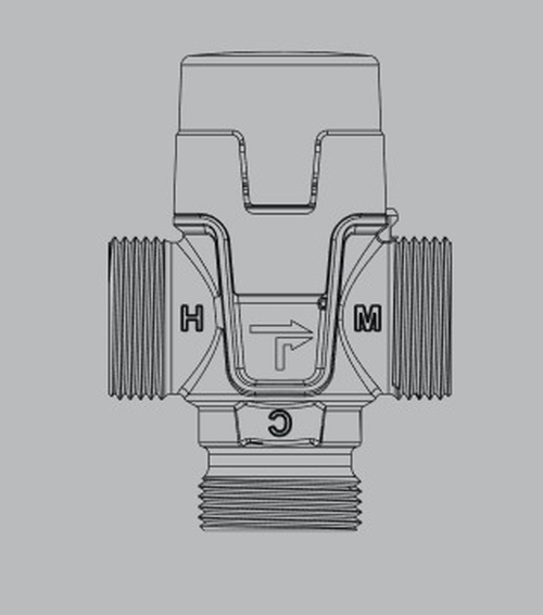 Brauchwassermischer Mischventil 1'' AG, Abgang seitlich, 35-65 °C, inklusive 2 Rückschlagventile - Bild 3