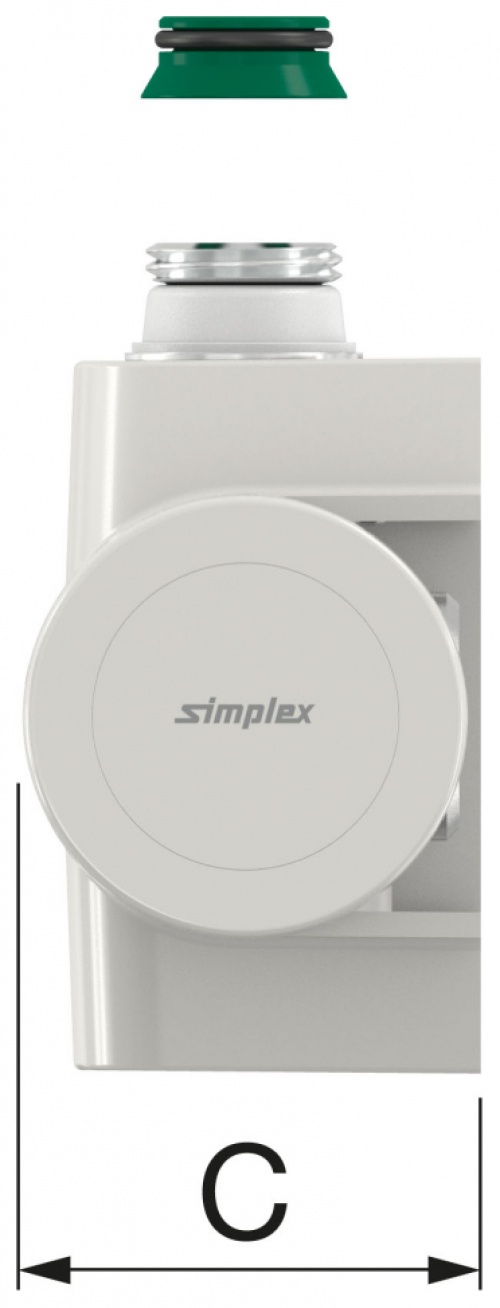 Simplex Ventilhahnblock Variodesign Einrohr F12167 mit Design-Thermostatkopf, Blende schwarz matt  - Bild 3