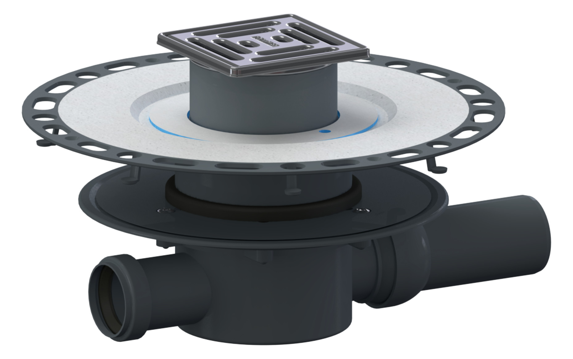 DALLMER Dünnbett-Bodenablauf 42 VC Nennweite DN 50 seitlich Edelstahl-Rost 100x100 mm 513199 - Bild 1