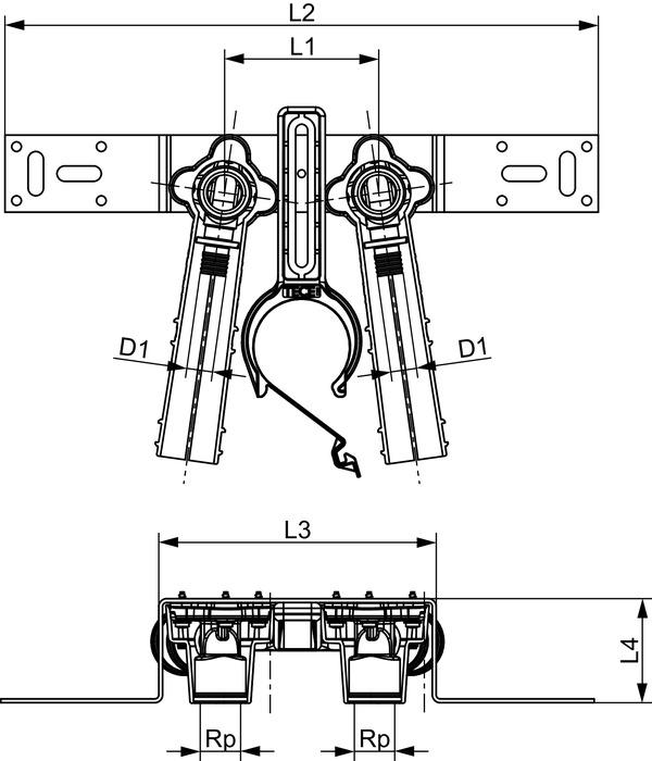 TECEflex Montageeinheit mit Wandscheiben 16x1/2'' RG Stichmaß 80 mm 720565 - Bild 2