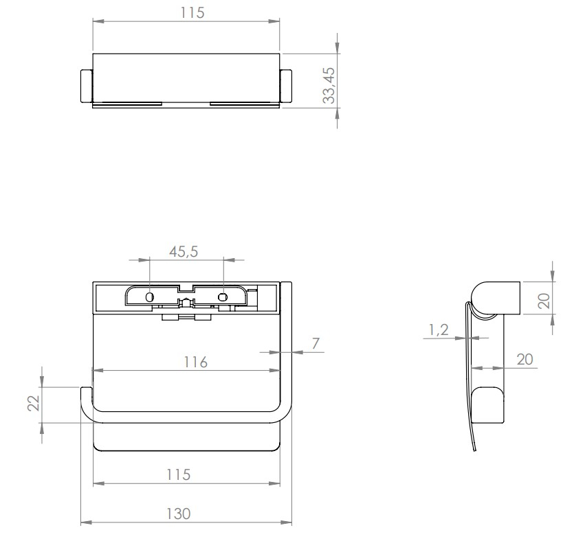 VIGOUR Papierhalter derby V3 mit Deckel schwarzmatt