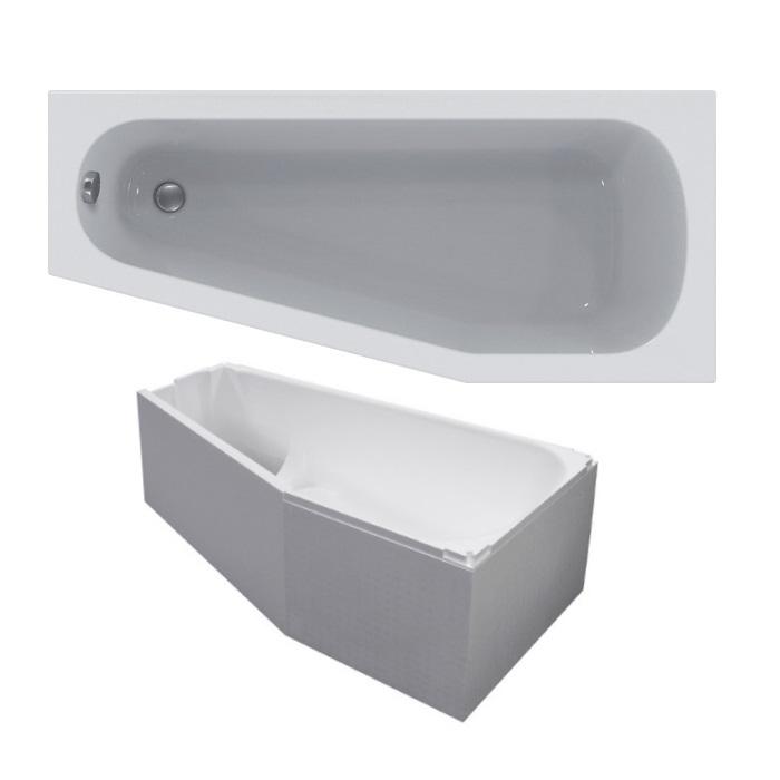 Raumspar-Badewanne 160x70/45x46,5 cm rechts weiß K276101 inklusive Styropor-Wannenträger - Bild 1