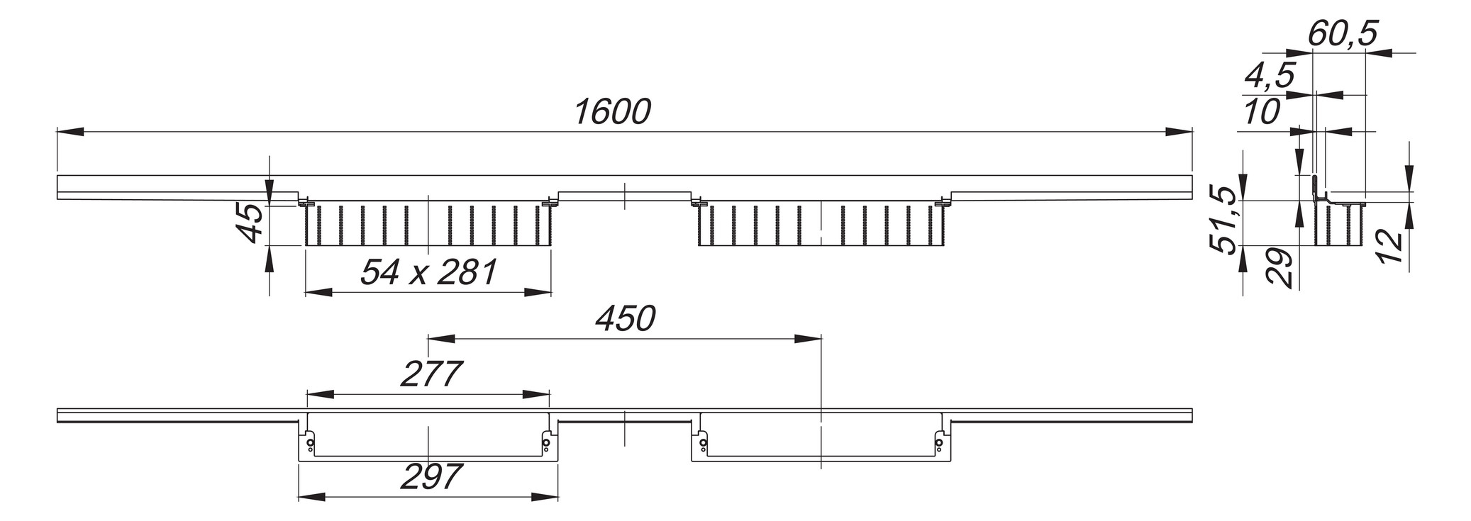 DALLMER Duschrinne CeraWall Individual Duo 1600 mm Ablaufschiene Edelstahl 536051 - Bild 2