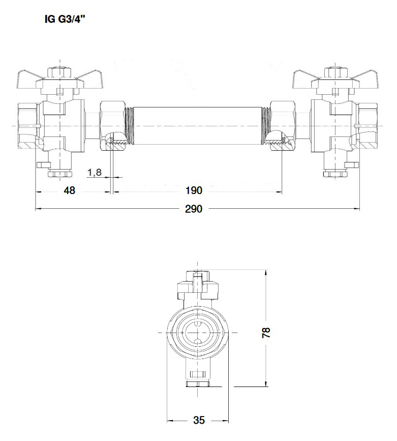 Sensus MID Einbausatz MES R 3/4'' Baulänge 190 für PolluStat-E/PolluTherm Qp 0,6-2,5 PN16 - Bild 2