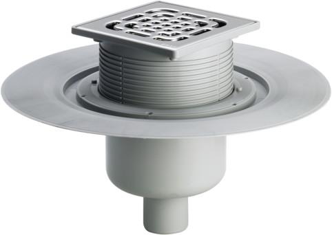 Viega Bodenablauf DN70 4951.1 grau mit Edelstahlrost 557195 - Bild 1