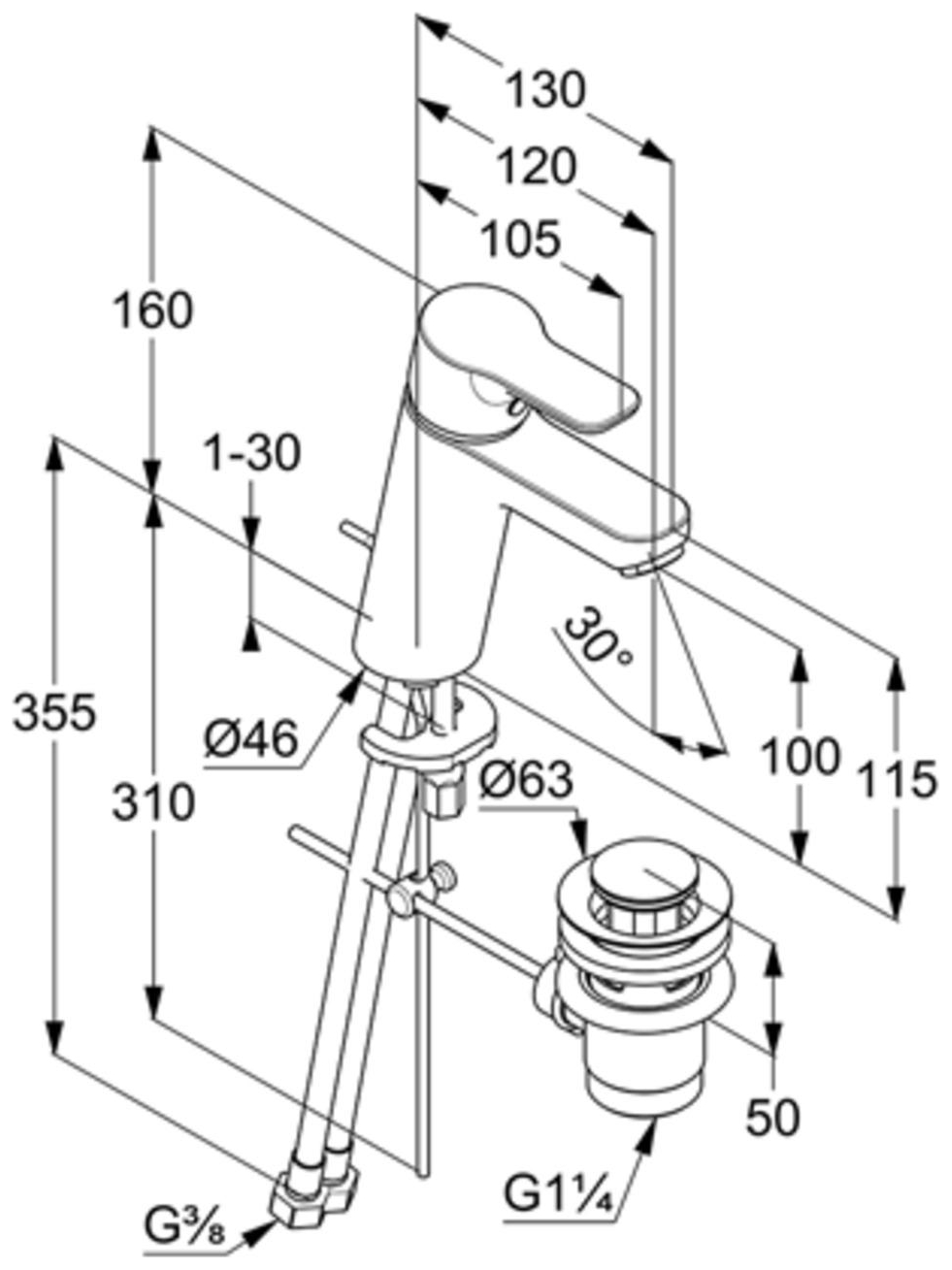 Kludi PURE&EASY Waschtisch-Einhandmischer 100 mit Metall-Ablaufgarnitur chrom 372900565 - Bild 2