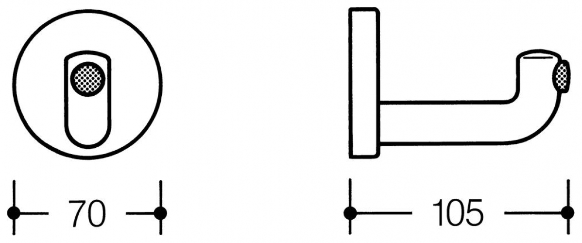 HEWI Serie 477 Wandhaken d 70 mm mit Türpuffer schwarz / reinweiß 477.90.035.99 - Bild 2