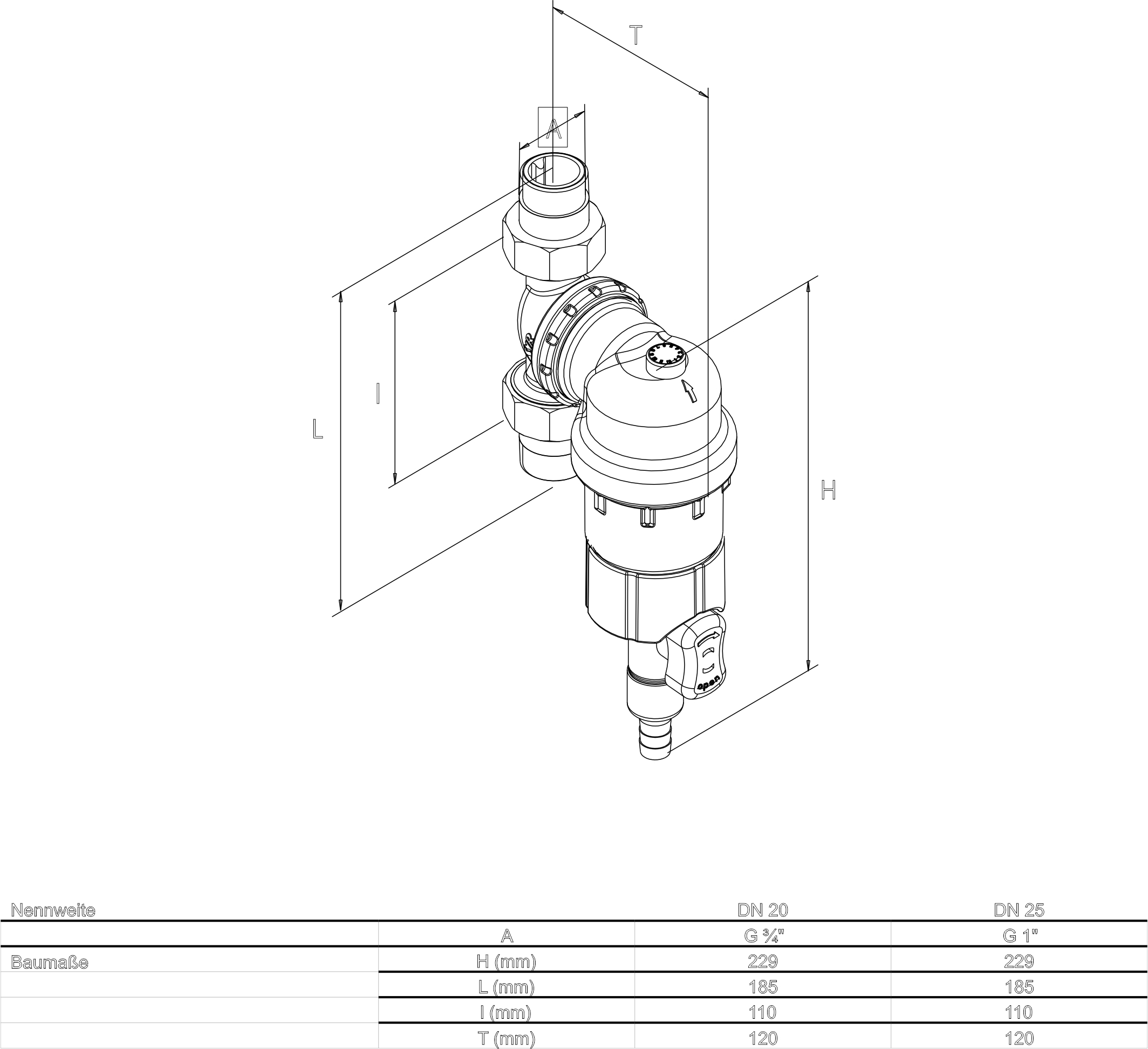 SYR Rückspülfilter DUO FR HOT DN 20 R 3/4'' 80°C ohne Druckminderer rückspülbar 2314.20.005 - Bild 2