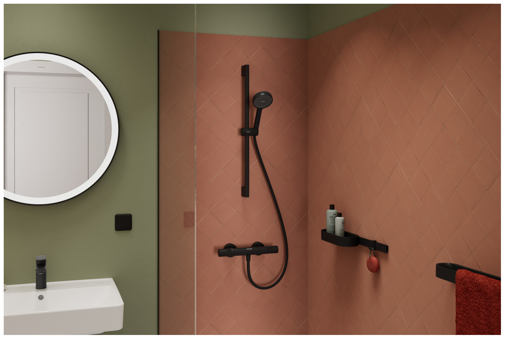 Hansgrohe Brauseset Activera S 95 1jet EcoSmart mit Brausestange Typ 65 schwarz matt