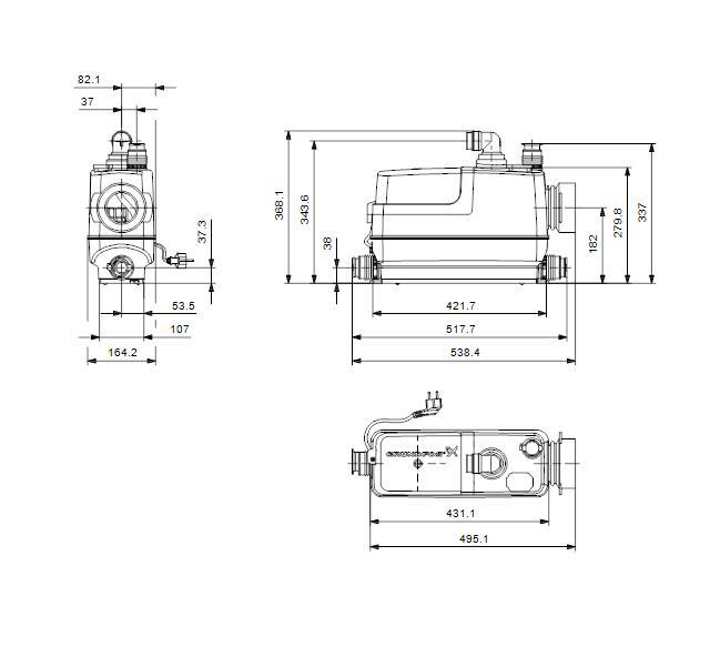 Grundfos Kleinhebeanlage Sololift2 CWC-3, für Wand-WC und 3 Geräte 97775316 - Bild 2