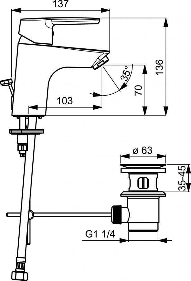 Hansa Waschtisch-Einhandmischer Hansapolo mit Ablaufgarnitur verchromt 51402293 - Bild 2