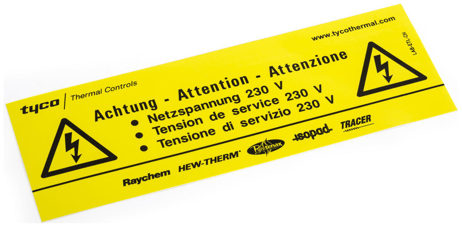 Raychem Kennzeichnungsaufkleber LAB-ETL-CH, Netzspannung 230 V, 148648-000 - Bild 1