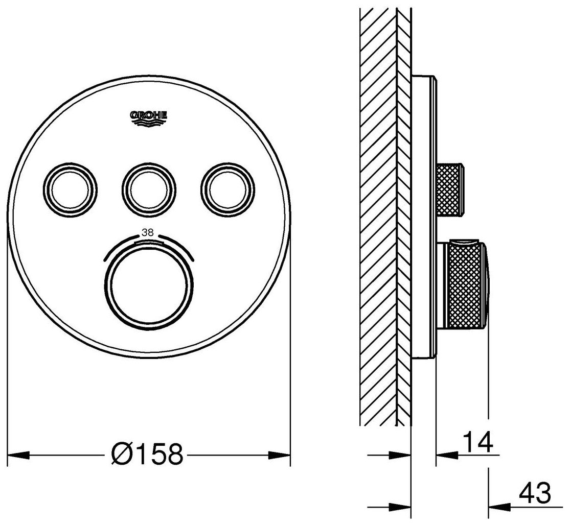 GROHE Thermostat Grohtherm SmartControl rund FMS 3 Absperrventile moon white 29904LS0 - Bild 2