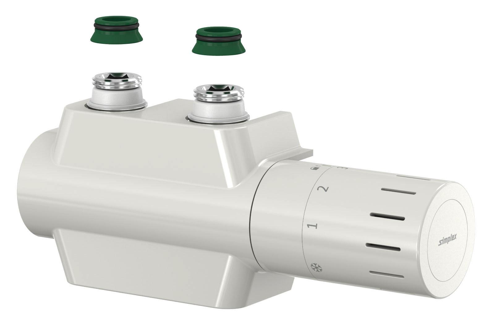 Simplex Ventilhahnblock VARIODESIGN F12160 mit Thermostatkopf TC-D1 und Blende, weiß - Bild 1