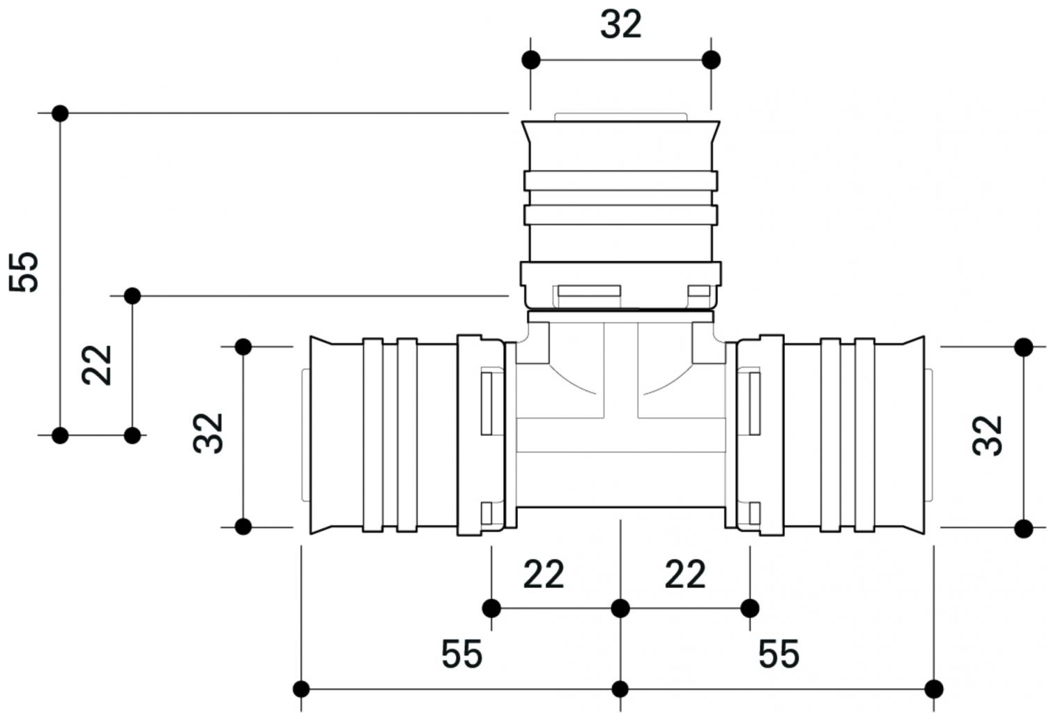 CONEL Connect MV2 T-Stück 32 mm CCMVT32N - Bild 2