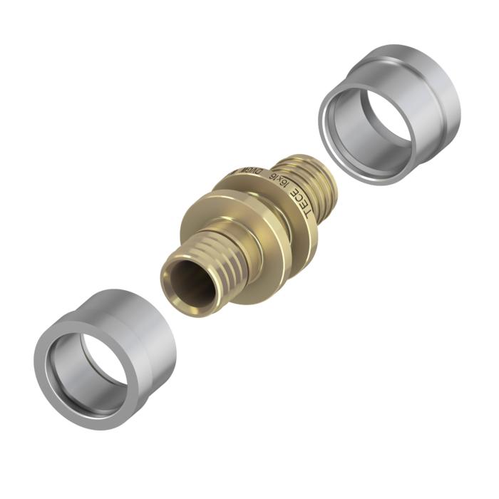 TECEfloor SLQ Kupplung für PE-Xa und PE- 16 x 16 mm, mit Druckhülse 77220016 - Bild 1