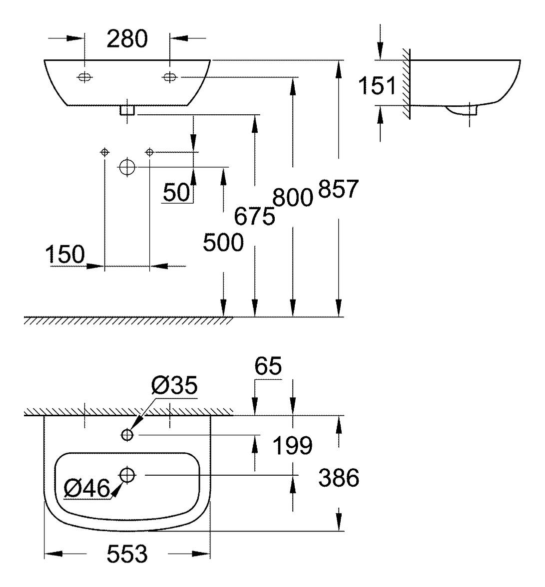Grohe Waschtisch Bau Keramik 55cm alpinweiß 39440000 - Bild 2