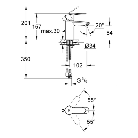 Grohe Eurostyle Cosmopolitan Wasserhahn EcoJoy chrom 3355720E