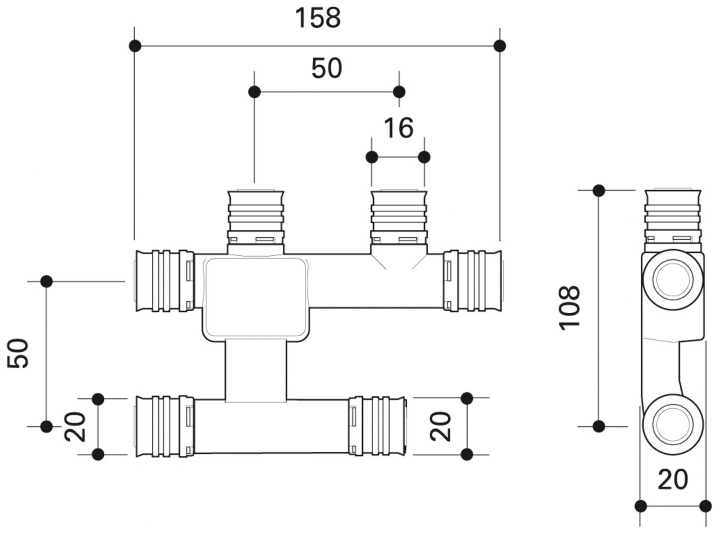 CONEL Connect MV2 Kreuzungs-T-Stück 20x16x20 mm - Bild 2